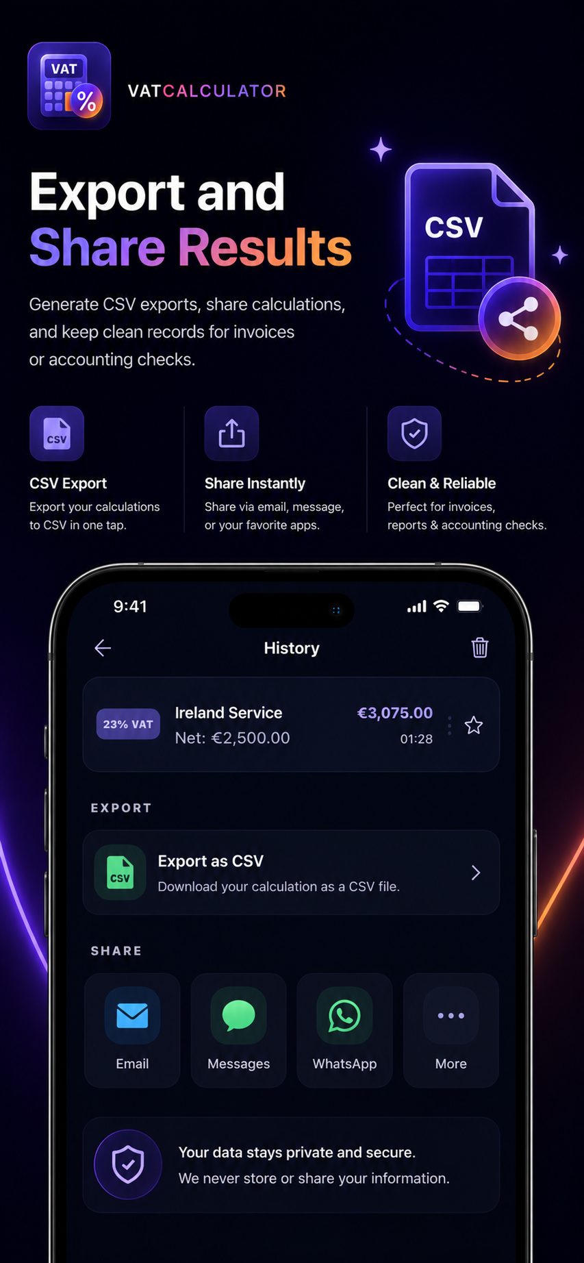 VAT Calculator Pro+ iOS App invoice edit screen