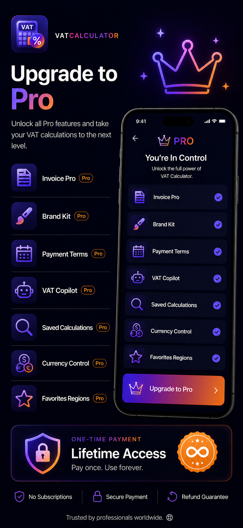 VAT Calculator Pro+ iOS App region details screen